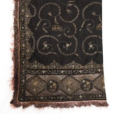Sushila Vintage Black HEAVY Scrap Dupatta Pure Silk Handmade Zari Work LongStole