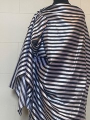 Silk Taffeta lightweight black / pearl gray stripes distinct textured surface