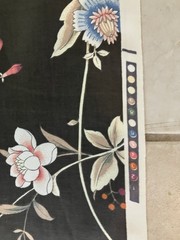 Jay Yang Pink Green Blue Floral Black Chintz Cotton Fabric 4 Yards