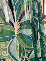 Sheer blue green white stretchy floral fabric by the yard deadstock from Mood