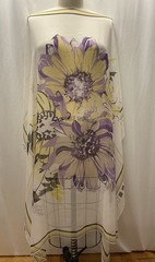 100% Silk Chiffon Large Watercolor Floral Purple Yellow Fabric By The Panel 45″