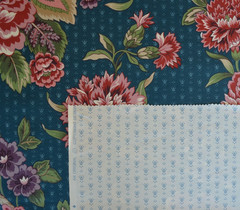 VINTAGE STANLEY KING Teal Blue Floral/ 100% Cotton/ Chrysanthemum Cottage Granny