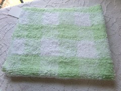 cuddly green gingham vtg terry chenille fabric soft cotton blend 19×25″