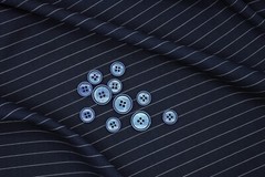 Navy blue pinstripe with Iridescence effects Cotton suiting fabric & buttons.
