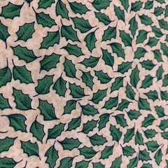 Vtg Possibilities Green Holly Leaf Fabric By Smith & Milligan Henry Glass 1+ Yds