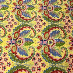 Jane’s Butterfly Garden Yellow Pink Green Paisley Floral Sassaman BTY