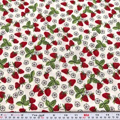 Strawberries & Flowers Lauren Lee for Jo-Ann Off White Cotton by the HALF YARD