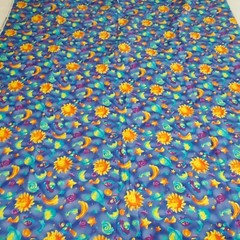 Cute Hoffman Cotton Fabric Outer Space on Blue Sun Planets Moon 44″ W x 1¾ Yds