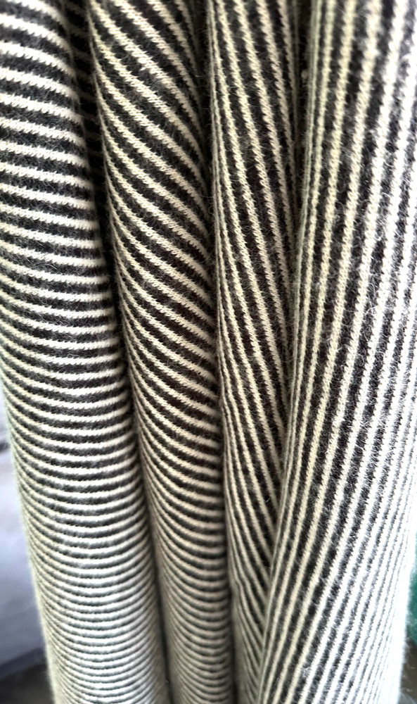 Vintage Diagonal Stripe Wool‑Mohair blend Knit  charcoal  Ivory 58″ 4 Yards. 25″