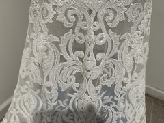 White 4way stretch sequins Embroidery Mesh Lace fabric 50” Width 1 Yard