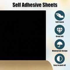 Self Adhesive Felt Sheets, Black Felt Sheet with Adhesive Backing, 14.6 x 39.4 I