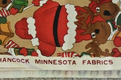 By 1/2 Yd, Vintage, Christmas Santa & Reindeer Cotton, Minnesota Fabrics, V590