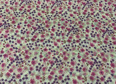 OOP Floral Flowy Lawn Fabric Purple Pink Fuchsia Green On Buttery Cream 2 Yards