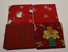286 – Fabric Squares 5″ & 2.5″ charm lot rotary cut Christmas poinsettia angels