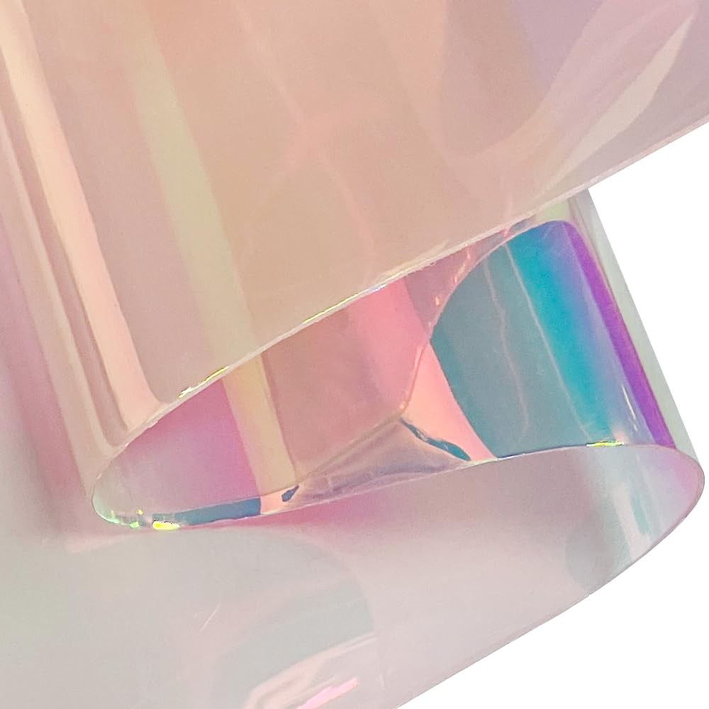 | 30 Gauge Holographic Clear Vinyl Roll, 12″ x 54″ Waterproof Iridescent Tran…