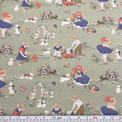 Vintage Faye Burgos Marcus Brothers Garden Petticoats Green Cotton Fabric 2 yard