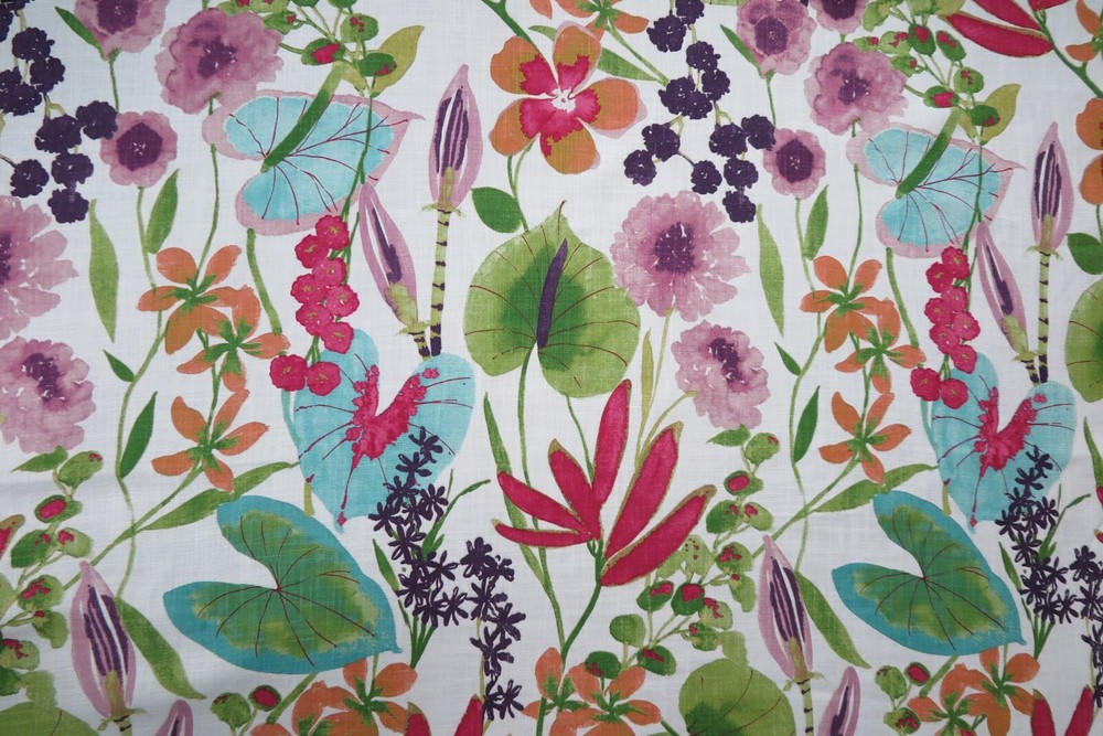 HARLEQUIN CURTAIN FABRIC DESIGN “Nalina” 3 METRES FLAMINGO/PAPAYA/LOGANBERRY