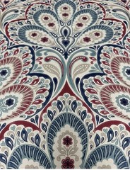 Clarke and Clarke fabric Persia col.denim/raspberry 25 Yards Available