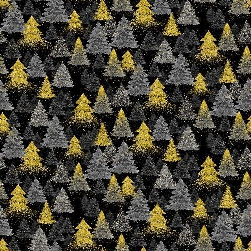 Christmas Holiday Tree Gold Cotton Fabric Timeless Treasure By The Yard