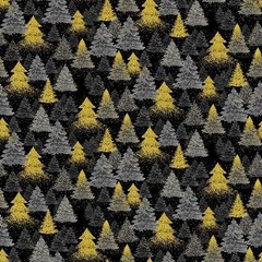 Christmas Holiday Tree Gold Cotton Fabric Timeless Treasure By The Yard