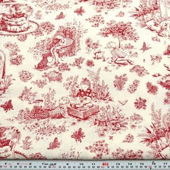 Vintage Faye Burgos Marcus Brothers Red Toile Children Cotton by the HALF YARD