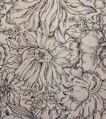 Black/White Allover Peonies 100% Cotton Fabric