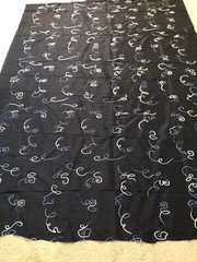 Midnight Blue Iridescent Silk Taffeta Fabric 60” X 80” With 3 D Details
