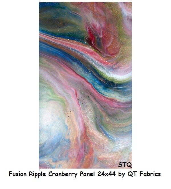 Fusion Ripple Turquoise Panel 24×44 cotton quilt fabric QT fabrics Cranberry