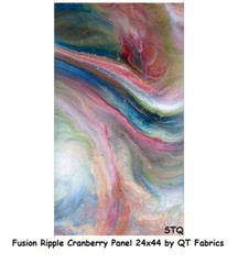 Fusion Ripple Turquoise Panel 24×44 cotton quilt fabric QT fabrics Cranberry