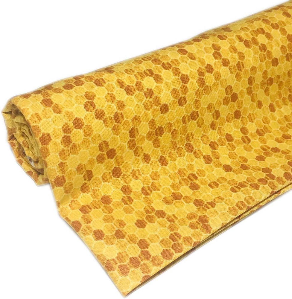 1 Yard – Cotton Fabric Charm Bee Honeycomb Precuts Fabric (Great for Quilting, S