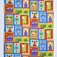 Googlies Monsters Cheater Quilt Blocks Juvenile Cotton Fabric Benartex 1.5 YDS