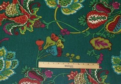 RICHLOOM LEBEAU TEAL BLUE GREEN FLORAL BASKETWEAVE FURNITURE FABRIC BY YARD