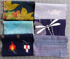 Kimono Fabric Remnants Blue Purple Lot Kasuri Japanese Crafts Sashiko Boro Scrap