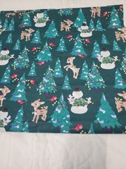 Vip Cranston Animated Rudolph Christmas Fabric Snowman Trees Birds Lights Green