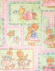 BTY DANCING TEDDY BEAR PRINCESSES PASTELS New Cotton Fabric