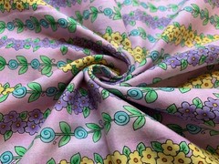 Floral Vine Stripe Cotton Fabric Vintage 90’s OOP