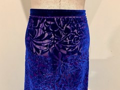 Blue Purple Silk Chiffon Velvet Burnout Scarf 40”x40” Wide