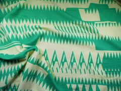 Bullet Printed Liverpool Textured Fabric 4 way Stretch Mint Ivory Aztec R51