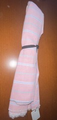 Vintage Poly Blend Pink & Blue Stripe Fabric 3/4 Yard X 60 inches
