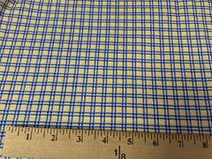 Vintage Plaid Checked Squares Print Fabric Yellow White And Blue 100% Cotton BTY