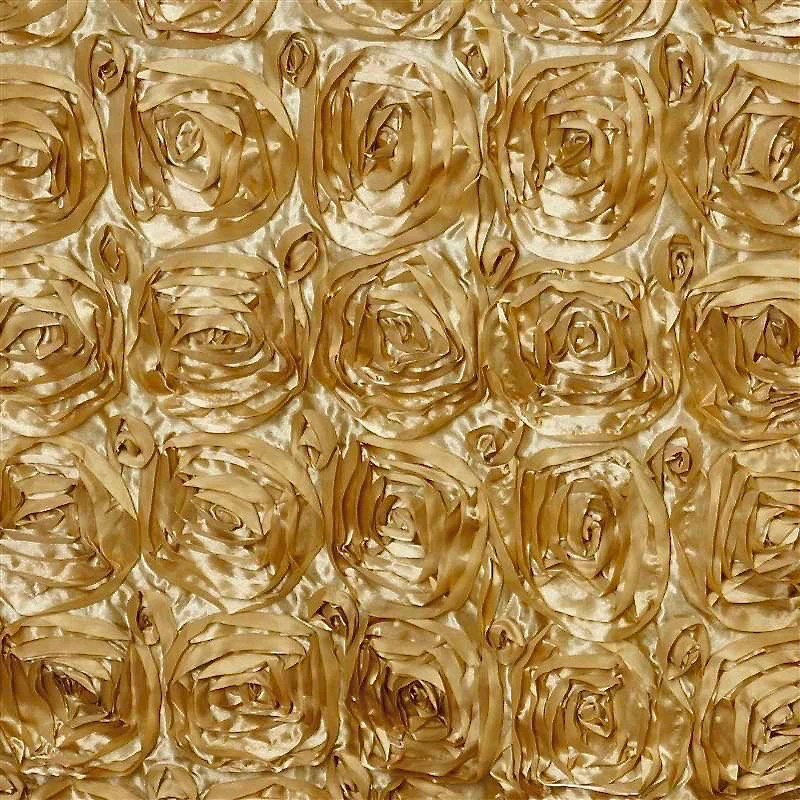 Paige GOLD 3D Floral Polyester Satin Rosette Fabric by the Yard – 10028
