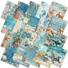 20 Pcs 10”x10” Blue Coastal Beach Quilting Fabric Square Nautical Ocean Pre…