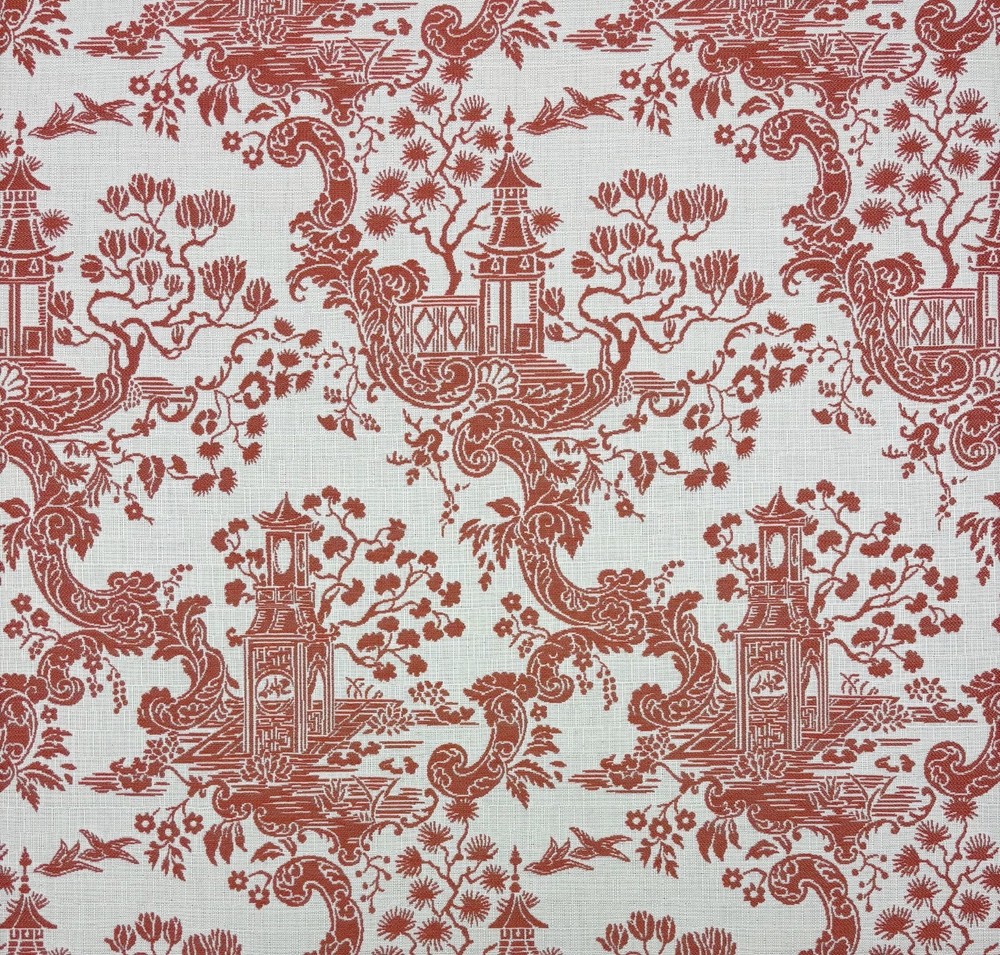BALLARD DESIGNS SUNBRELLA PAGODA PEONY CHINOISERIE FABRIC 2.75 YARDS 54″W