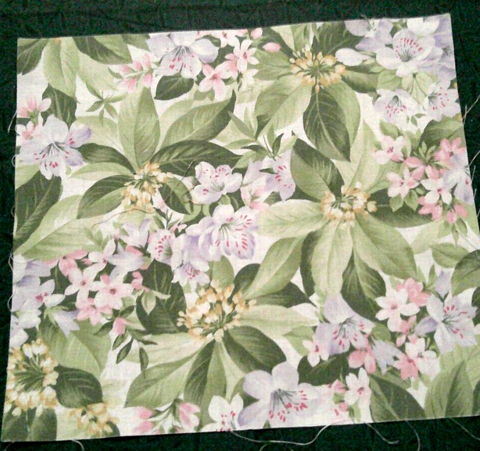 Fabric Hoffman 9″ x 10″ Pastel Floral Pink Lilac with White Background $1.95