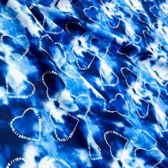 Blue Hearts Print Spandex 4-way Stretch Fabric 60″ wide Swimsuit By the Yard