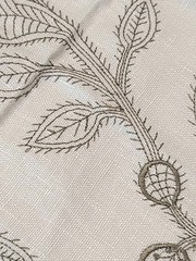 G P & J Baker Fabric Sample Linen Brown Embroidered Floral 18″ X 18″