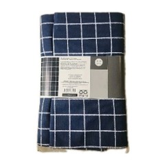 2yds Better Homes & Gardens navy blue & white windowpane grid patterned fabric