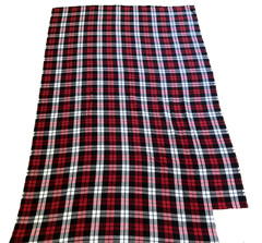 Black Red White Flannel Plaid Check Fabric Cotton 1.8 Yards