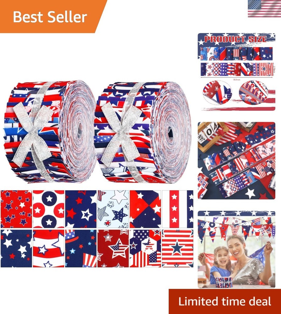 40 Pcs Patriotic Fabric Red White and Blue Jelly Fabric Memorial Day American…