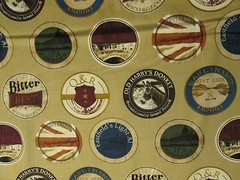 CRAFT BEER LABELS SPECIALTY SPIRITS TAN COTTON FABRIC FQ